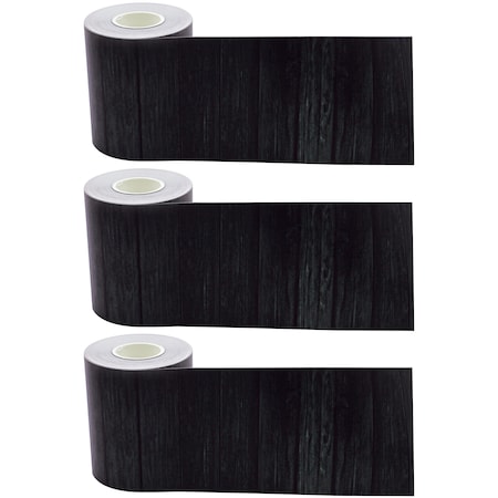 Teacher Created Resources Black Wood Straight Rolled Border Trim, 50 Feet Per Roll, PK3 TCR8919